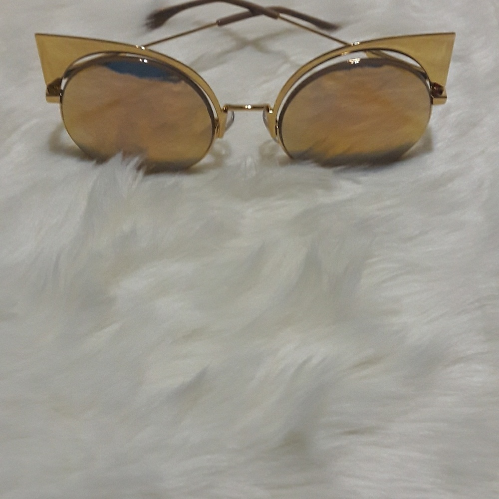 Fendi FF 0177/S Gold Tone Cat Eye Sunglasses